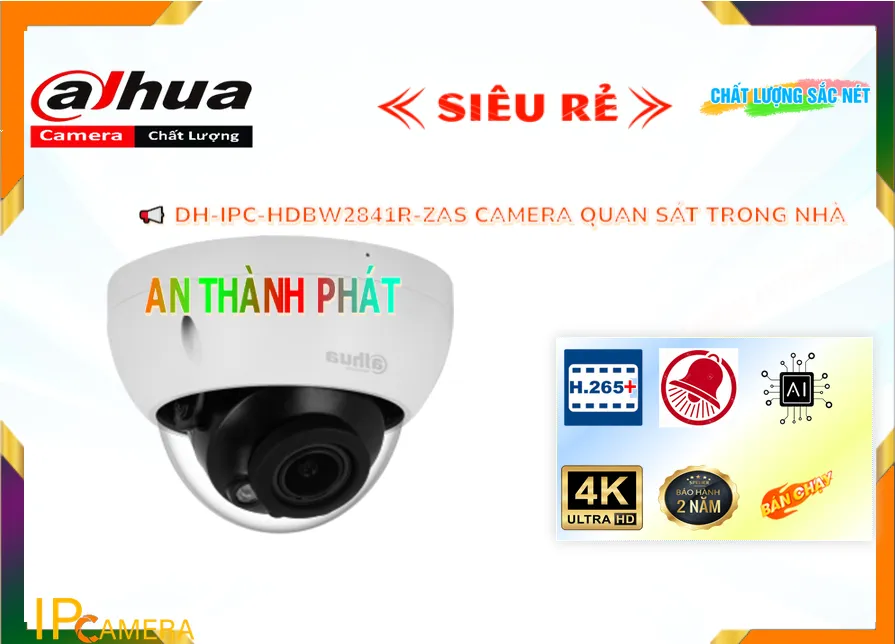 Camera IP POE Chức năng chuyên dụng Phát hiện chuyển động, phát hiện con người DH-IPC-HDBW2841R-ZAS Dahua Giá rẻ Camera IP POE Chức năng chuyên dụng Phát hiện chuyển động, phát hiện con người DH-IPC-HDBW2841R-ZAS Dahua Giá rẻ