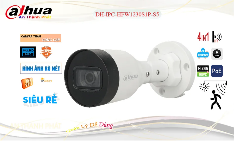 Camera DH-IPC-HFW1230S1P-S5 Dahua Sắc Nét Camera DH-IPC-HFW1230S1P-S5 Dahua Sắc Nét