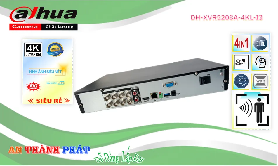 Đầu Thu KTS Đầu Ghi  DH-XVR5208A-4KL-I3 Tiết Kiệm ✔