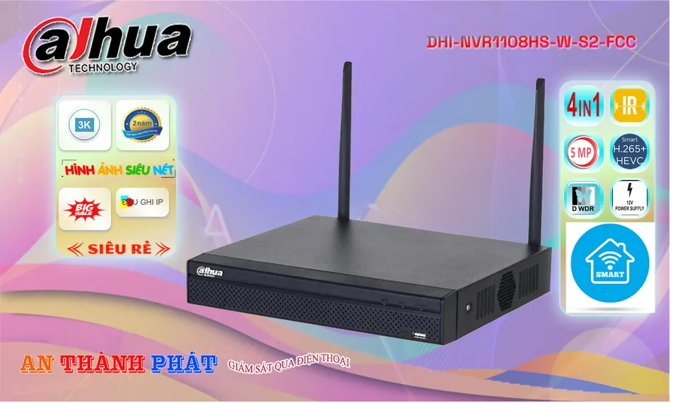Đầu Thu KTS Dahua DHI-NVR1108HS-W-S2-FCC Giá rẻ Đầu Thu KTS Dahua DHI-NVR1108HS-W-S2-FCC Giá rẻ