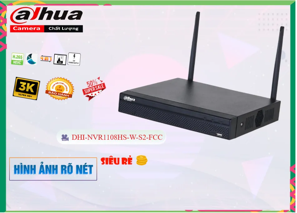 Đầu Thu KTS Dahua DHI-NVR1108HS-W-S2-FCC Giá rẻ Đầu Thu KTS Dahua DHI-NVR1108HS-W-S2-FCC Giá rẻ