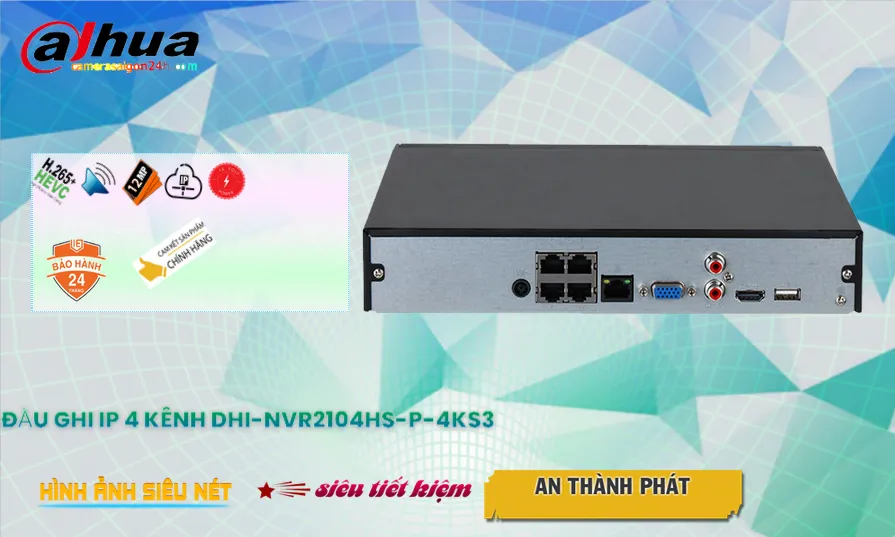 Đầu Ghi DHI-NVR2104HS-P-4KS3 Giá rẻ Đầu Ghi DHI-NVR2104HS-P-4KS3 Giá rẻ