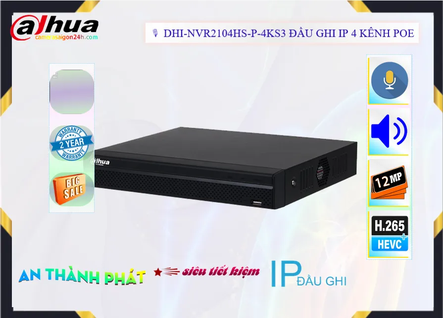 Đầu Ghi DHI-NVR2104HS-P-4KS3 Giá rẻ Đầu Ghi DHI-NVR2104HS-P-4KS3 Giá rẻ
