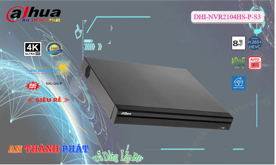 Đầu Ghi DHI-NVR2104HS-P-S3 Tiết Kiệm