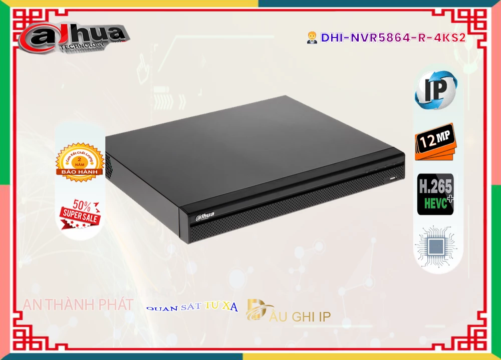 Đầu Ghi DHI-NVR5864-R-4KS2 Thiết kế Đẹp Đầu Ghi DHI-NVR5864-R-4KS2 Thiết kế Đẹp