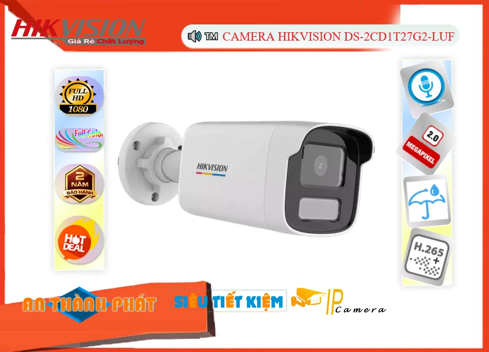 Camera DS-2CD1T27G2-LUF Thiết kế Đẹp Camera DS-2CD1T27G2-LUF Thiết kế Đẹp