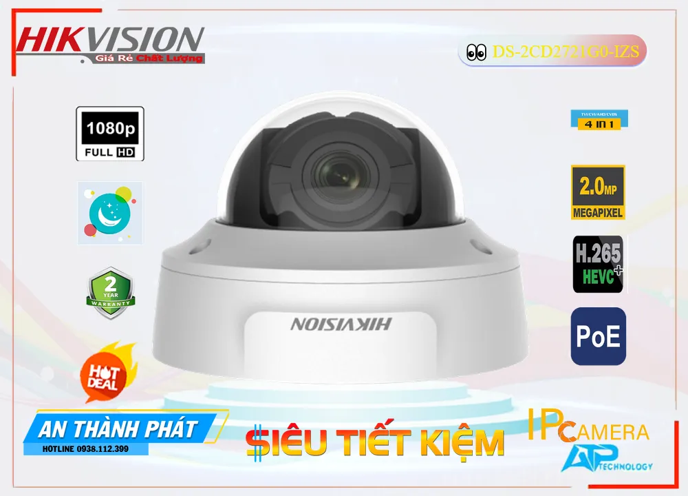 Camera An Ninh Hikvision DS-2CD2721G0-IZS Sắc Nét Camera An Ninh Hikvision DS-2CD2721G0-IZS Sắc Nét