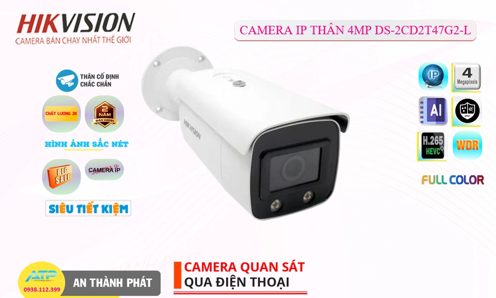 Camera Hikvision DS-2CD2T47G2-L Tiết Kiệm ✲