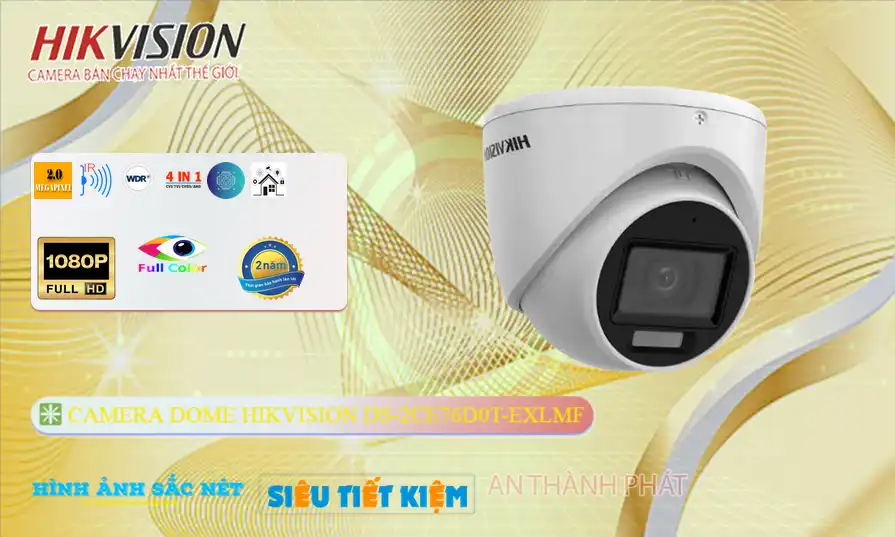 Camera Hikvision <b>DS-2CE76D0T-EXLMF</b>