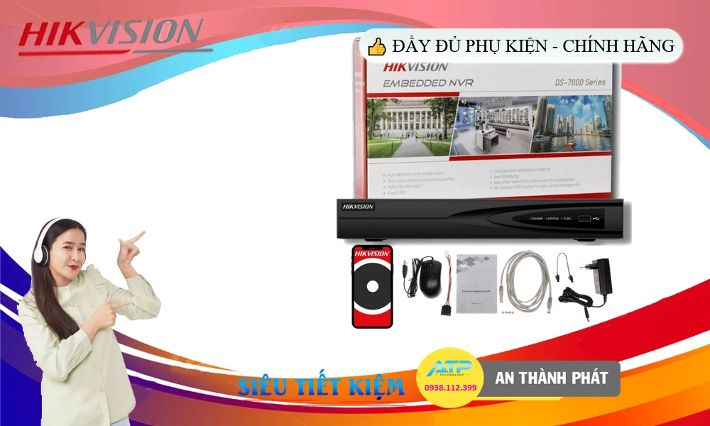 DS-7604NI-K1/4P(C)Thiết Bị Ghi Hình Thiết kế Đẹp  Hikvision