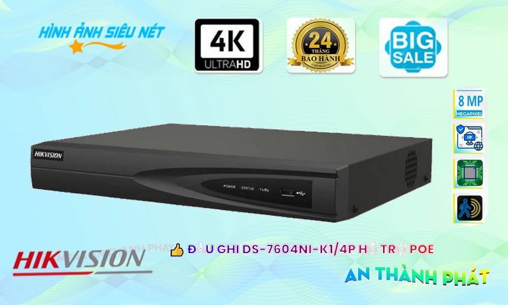 ✲ DS-7604NI-K1/4P Hikvision Với giá cạnh tranh ✲ DS-7604NI-K1/4P Hikvision Với giá cạnh tranh