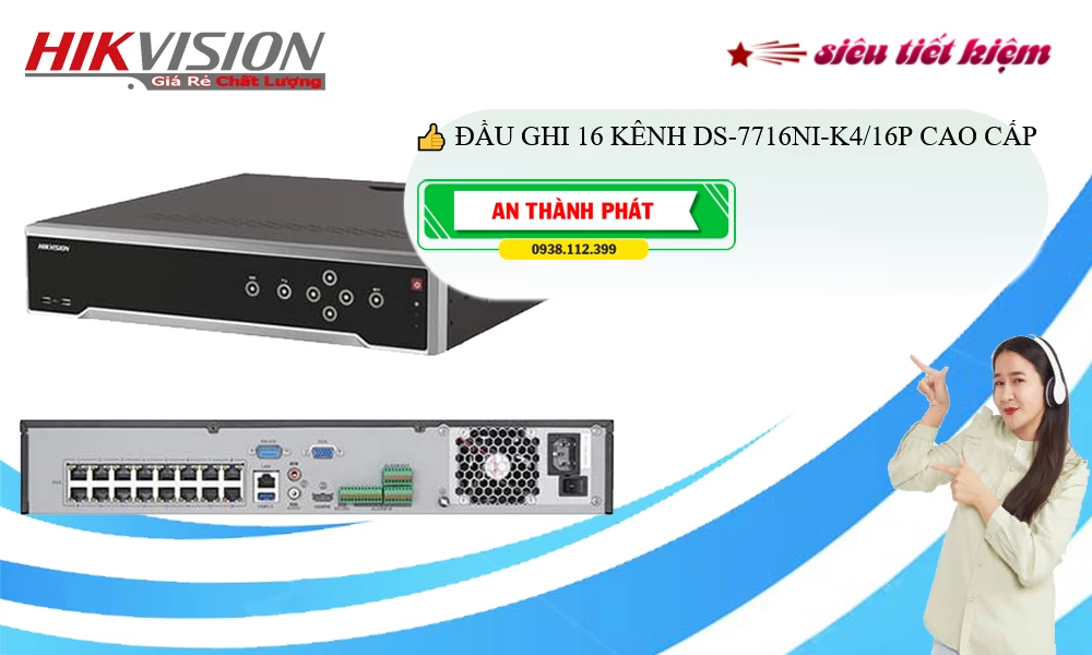 Đầu Thu KTS Hikvision DS-7716NI-K4/16P Sắc Nét Đầu Thu KTS Hikvision DS-7716NI-K4/16P Sắc Nét