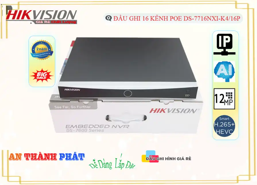 Đầu Thu KTS Hikvision DS-7716NXI-K4/16P Giá rẻ Đầu Thu KTS Hikvision DS-7716NXI-K4/16P Giá rẻ