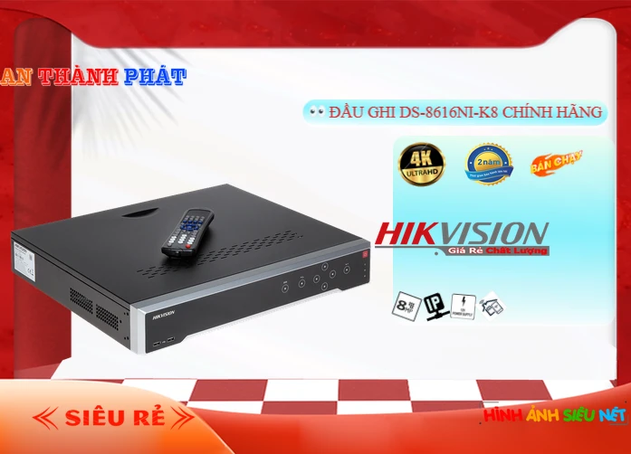 DS-8616NI-K8 Đầu ghi Camera Hikvision Chức Năng Cao Cấp DS-8616NI-K8 Đầu ghi Camera Hikvision Chức Năng Cao Cấp