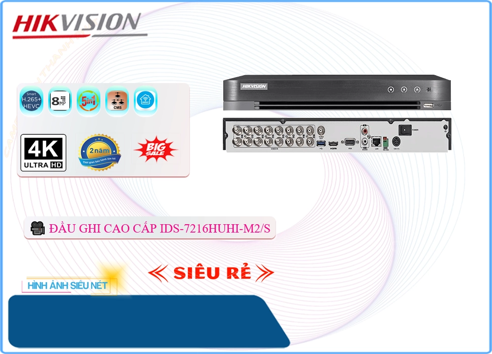 Đầu Ghi Camera Hikvision IDS-7216HUHI-M2/S Tiết Kiệm Đầu Ghi Camera Hikvision IDS-7216HUHI-M2/S Tiết Kiệm