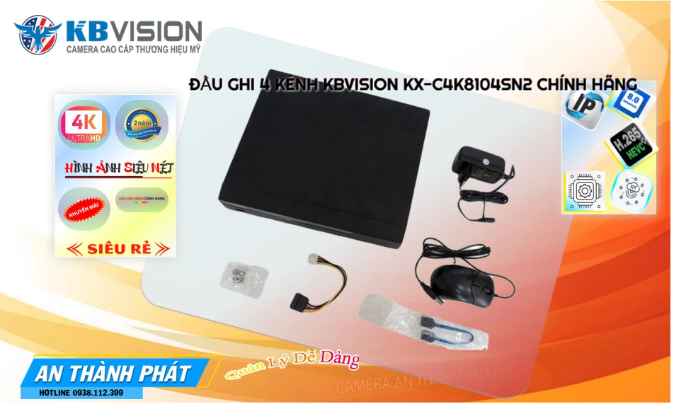 Đầu Ghi Camera KX-C4K8104SN2 KBvision Chất Lượng Đầu Ghi Camera KX-C4K8104SN2 KBvision Chất Lượng
