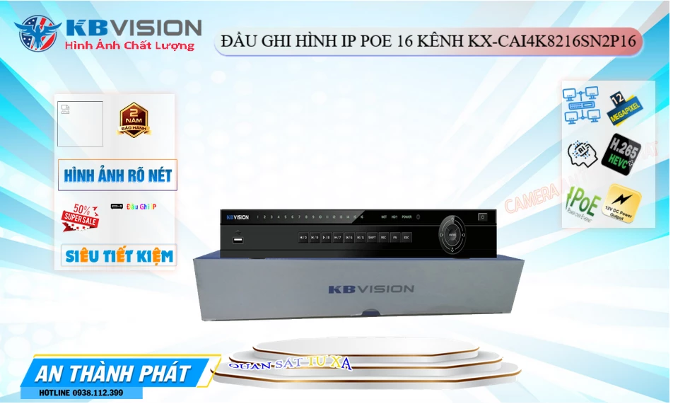 Đầu Ghi KBvision Sắc Nét KX-CAi4K8216SN2P16 Đầu Ghi KBvision Sắc Nét KX-CAi4K8216SN2P16