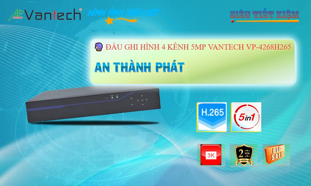 ✪  Đầu Ghi Camera VP-4268H265 VanTech Thiết kế Đẹp