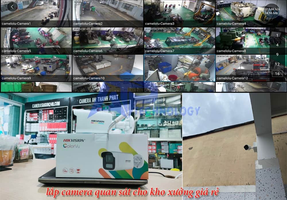 lắp camera kho hàng nhà xưởng full hd ban đêm có màu